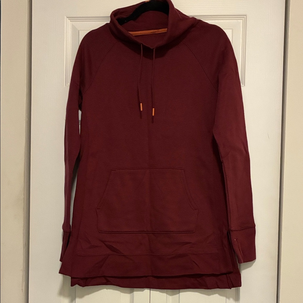tek gear Maroon Funnel Neck Pullover with Kangaroo Pocket